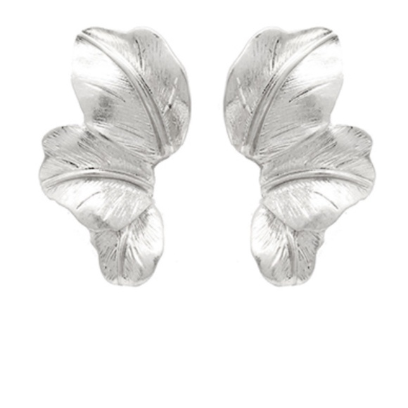 Textured Leaf Earrings - Picture 2 of 2